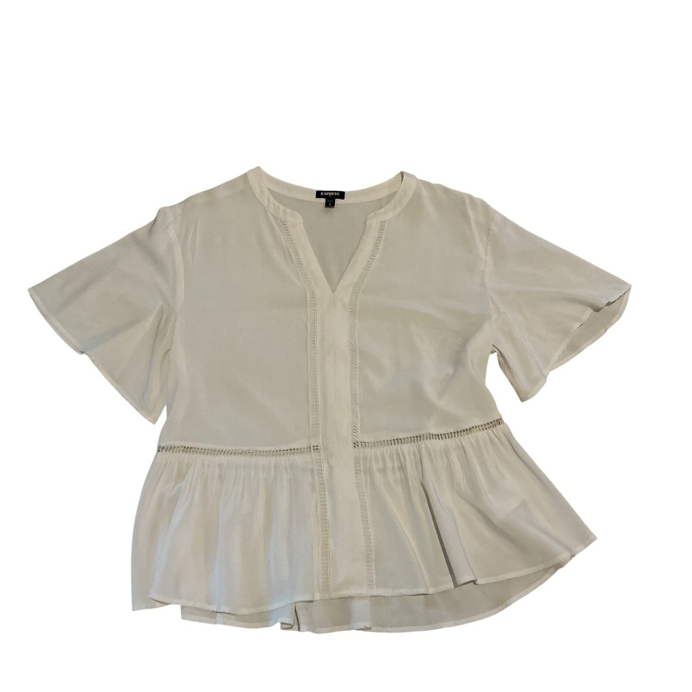 Express M Peplum Top Flutter Sleeves Cottagecore Cutout Detail Romantic Boho